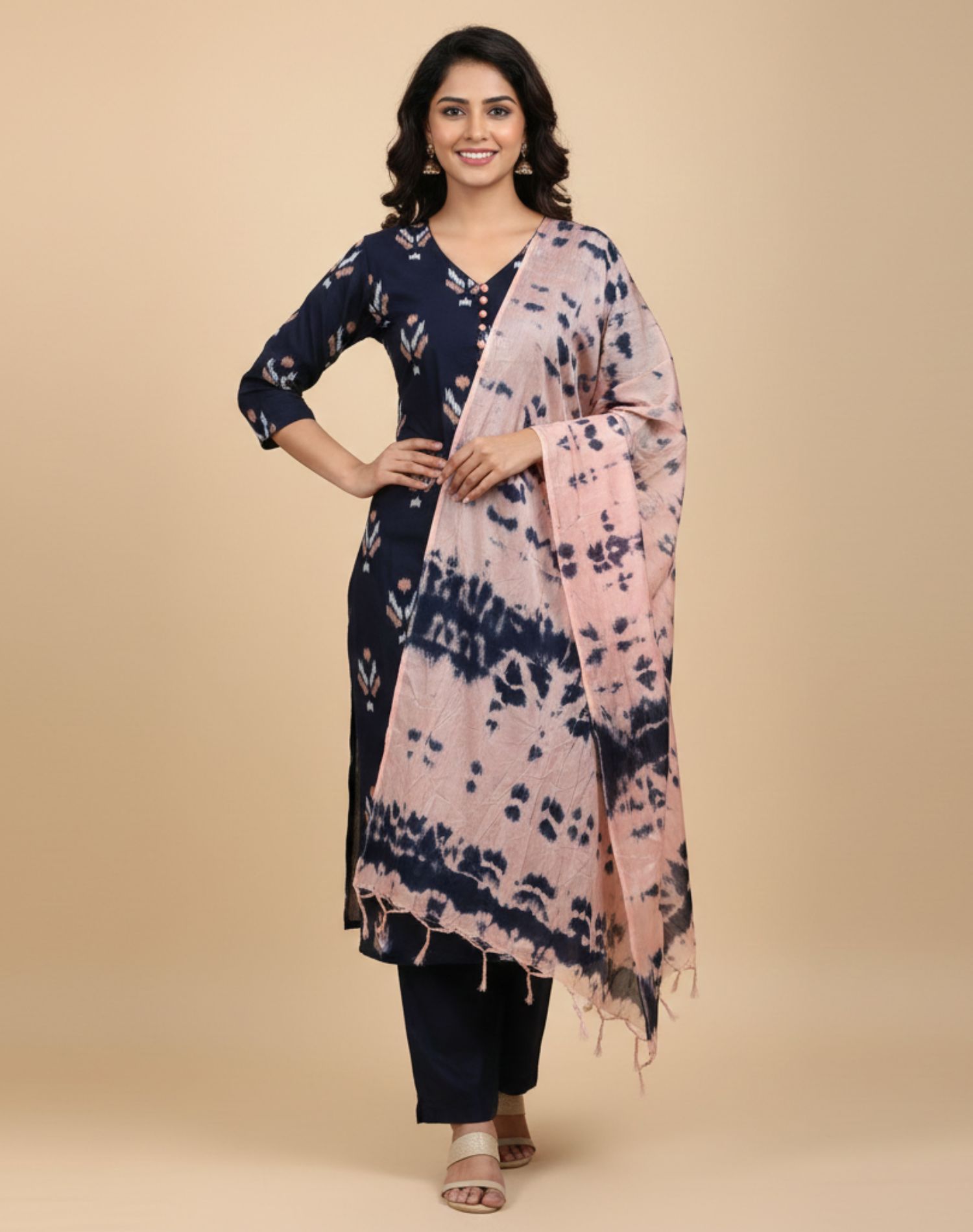 Printed A-Line Cotton Suit Set